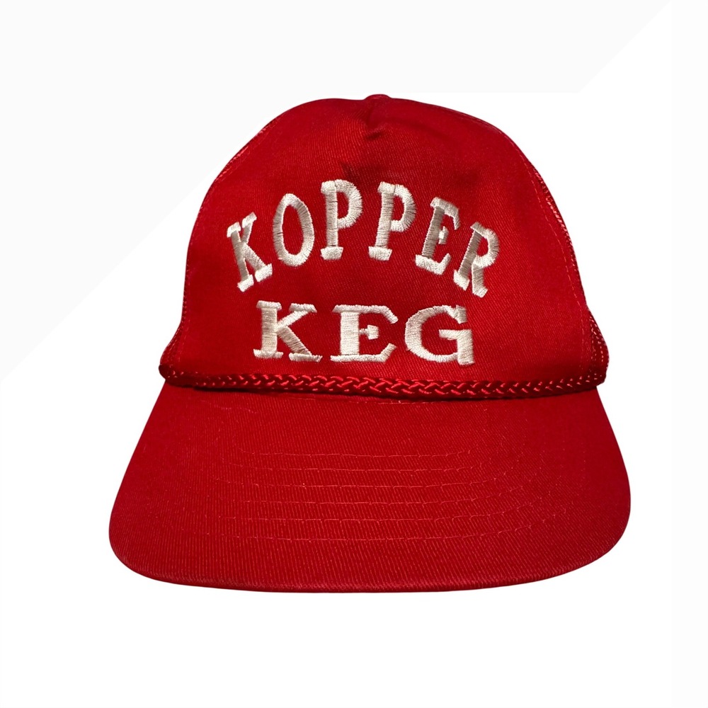 Vintage Kopper Keg Trucker Hat Red Snapback Mesh Cap KC Brand Retro Barware Hat